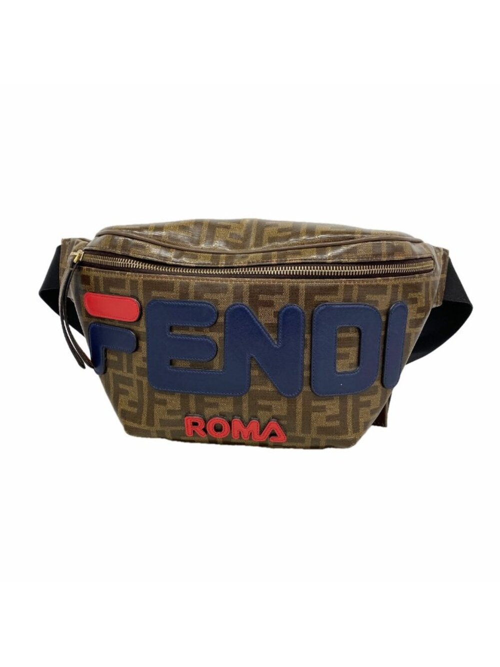 Fendi Waist Bag Zucca Brown Navy Gold